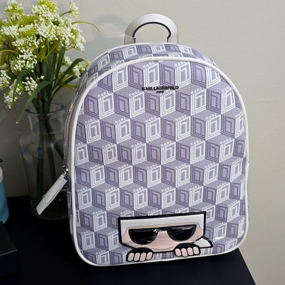 Karl Lagerfeld Handbags - Karl Lagerfeld Paris Grey and White Backpack Purse